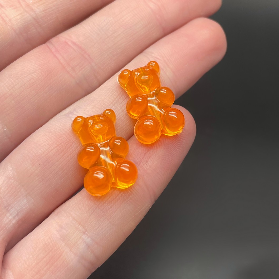 12*18 мм , Бусина Мишка оранжевый прозрачный 