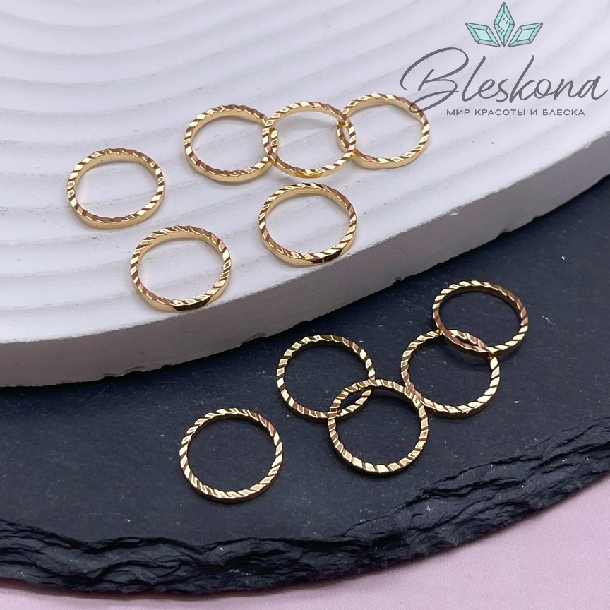 12 мм Цвет золото, Подвеска Кольцо рифленое