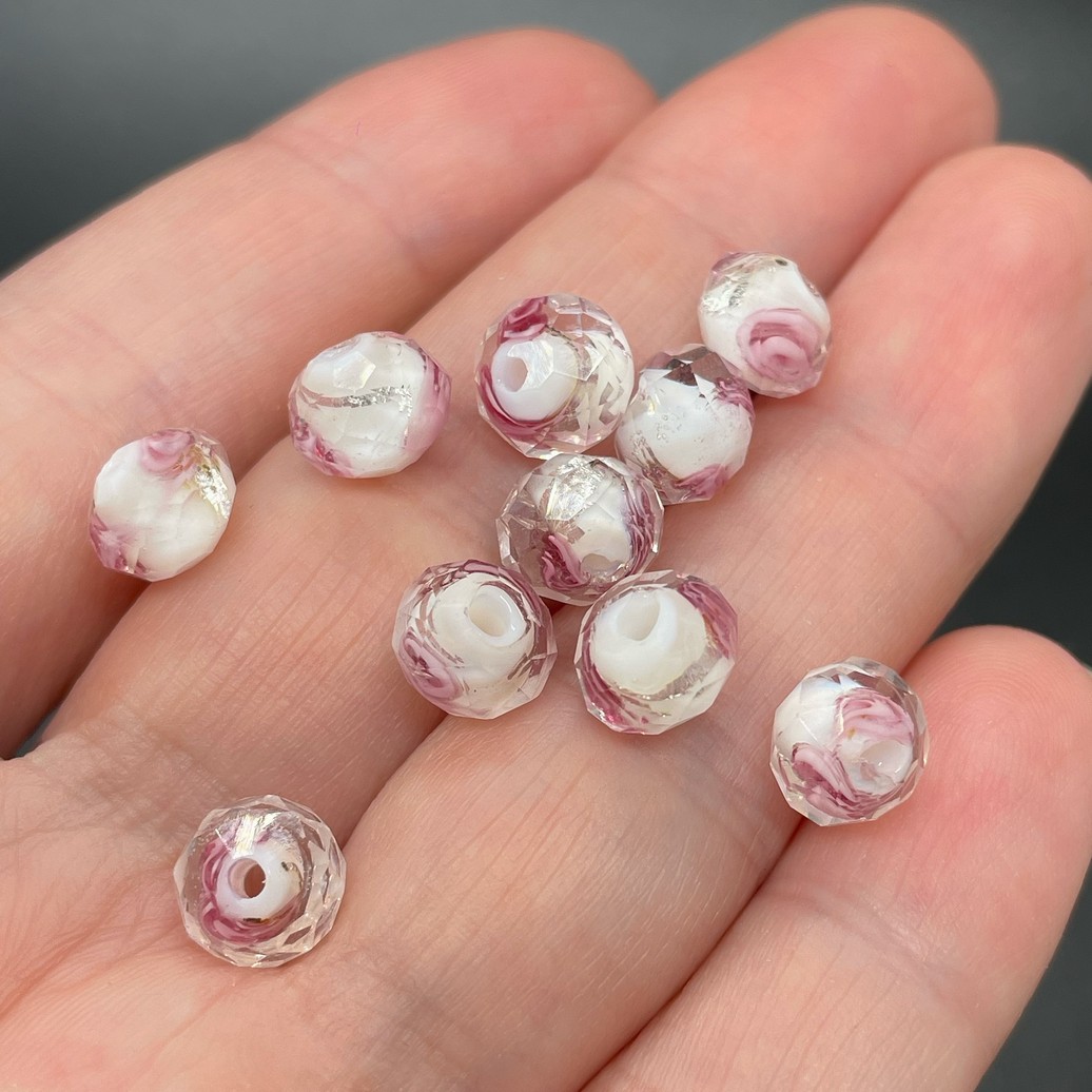 6*8 мм, Стекло бусина рондель  уп.10 шт №1