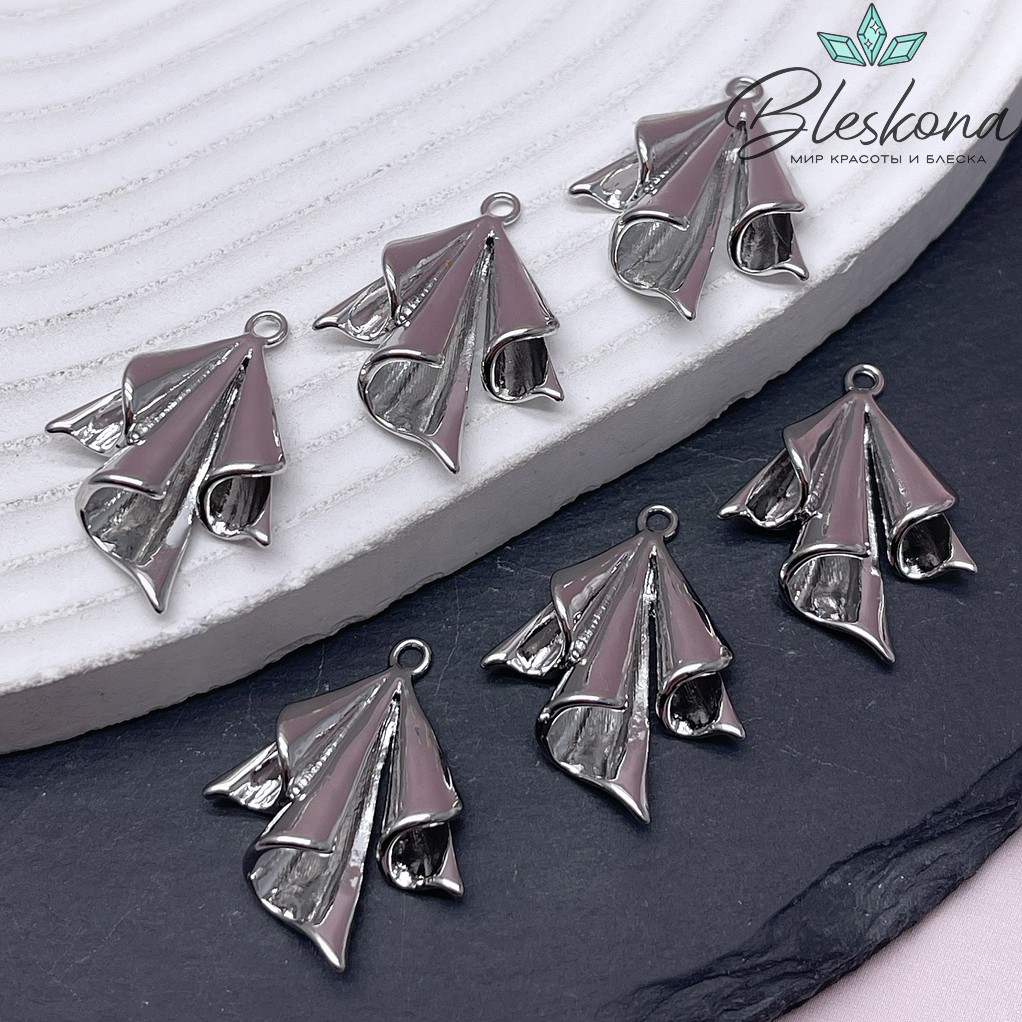 26*20 мм Цвет серебро, Подвеска тройной завиток