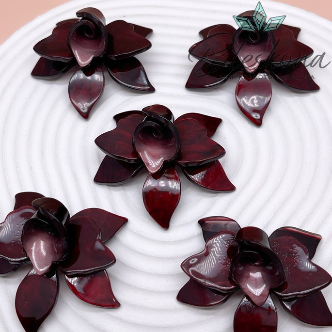 45*50 мм Подвеска цветок цвет бордовый перламутр