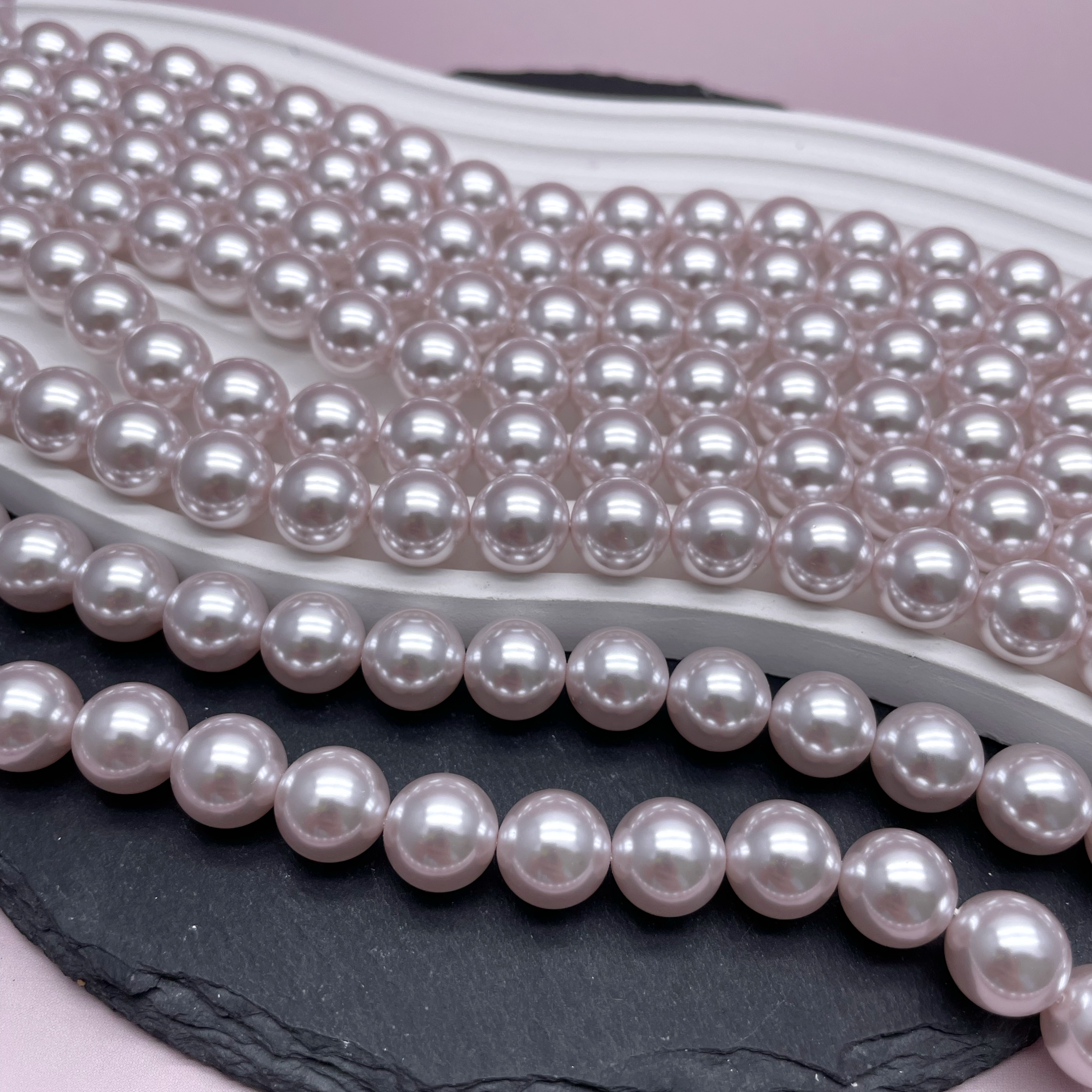 Жемчуг Майорка, цвет светло- фиолетовый  12 мм