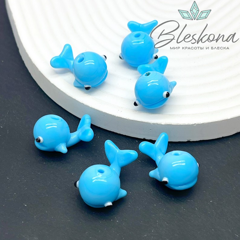 23*15 мм  Бусина кит голубой