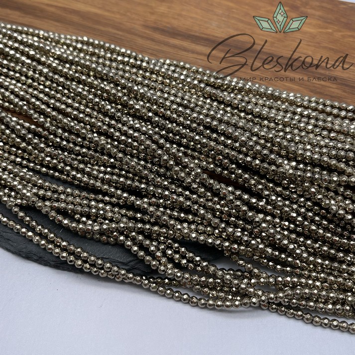 3 мм Гематин имитация огранка, цвет темное золото