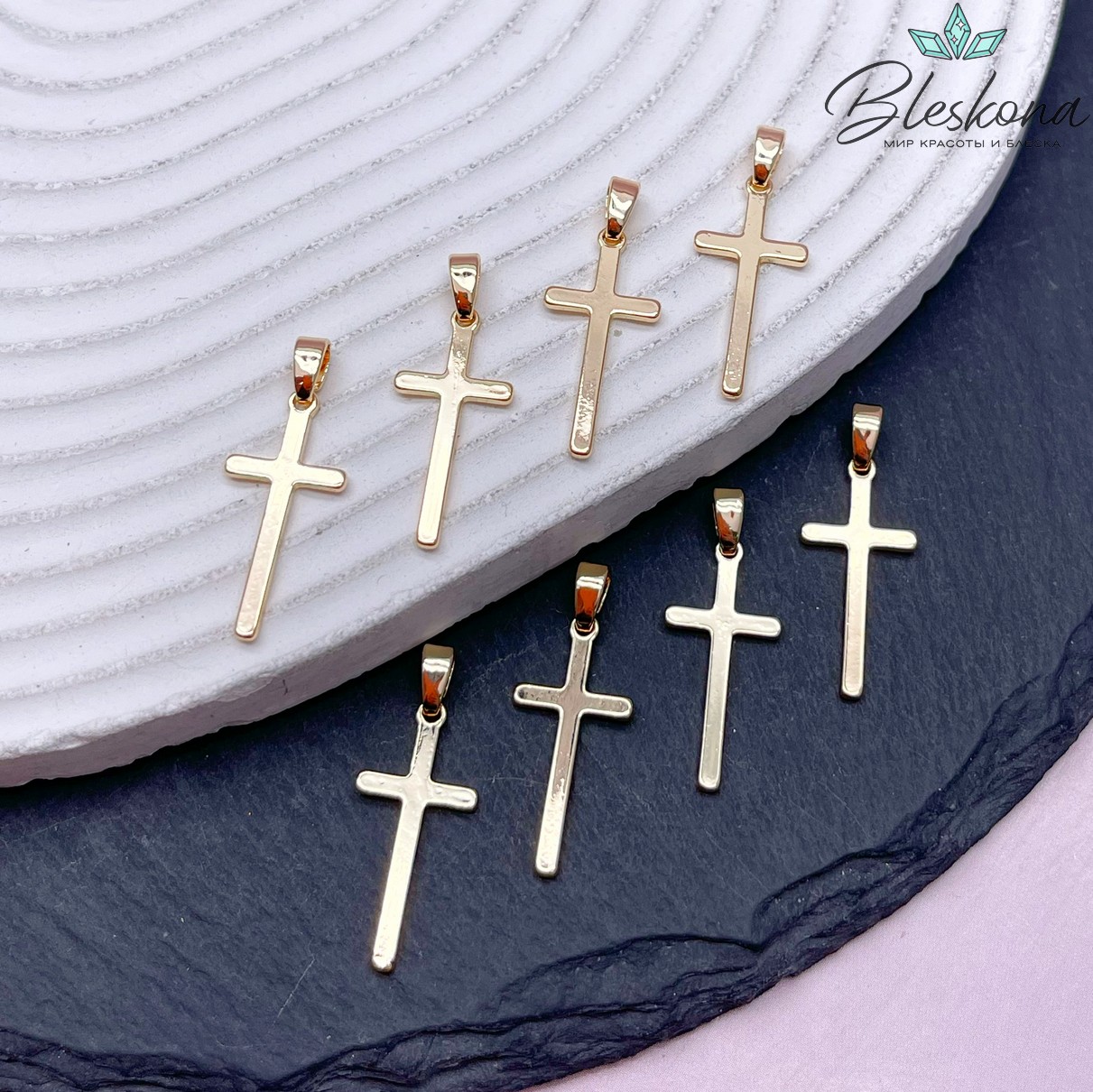 22*10 мм Цвет золото, Подвеска Крест гладкий 