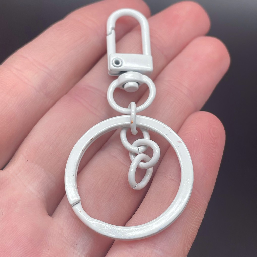 30 мм, Основа для брелока белая эмаль