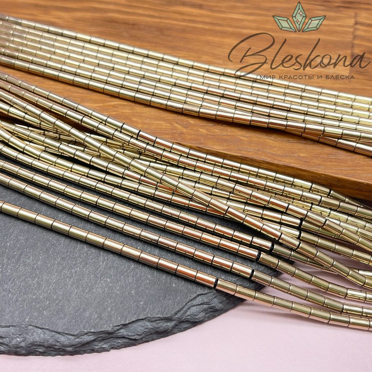 5*3 мм Гематин трубочки, цвет темное золото, имитация