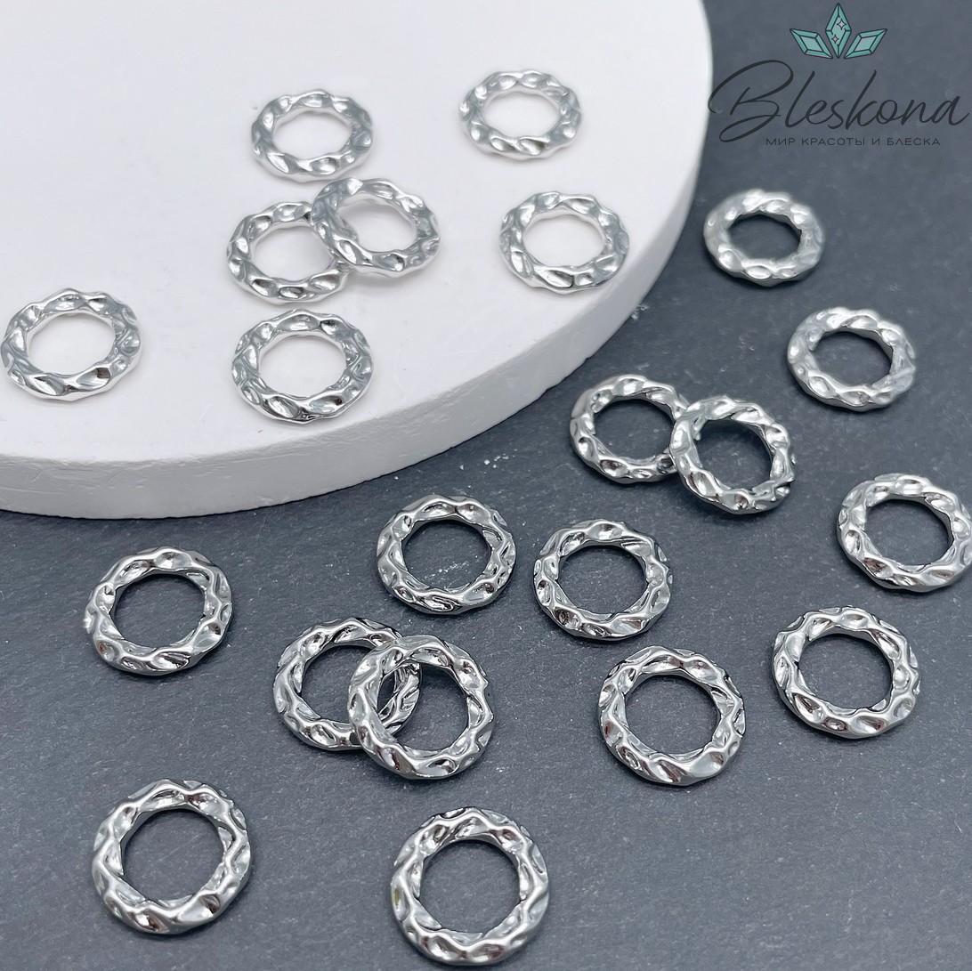 ⌀12мм Цвет серебро, Подвеска кольцо мятое Люкс