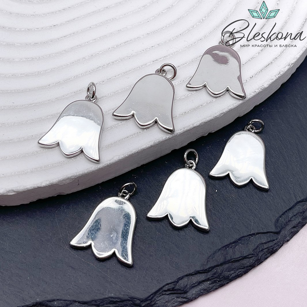 20*17,4 мм Цвет серебро, Подвеска Тюльпан Этно №3