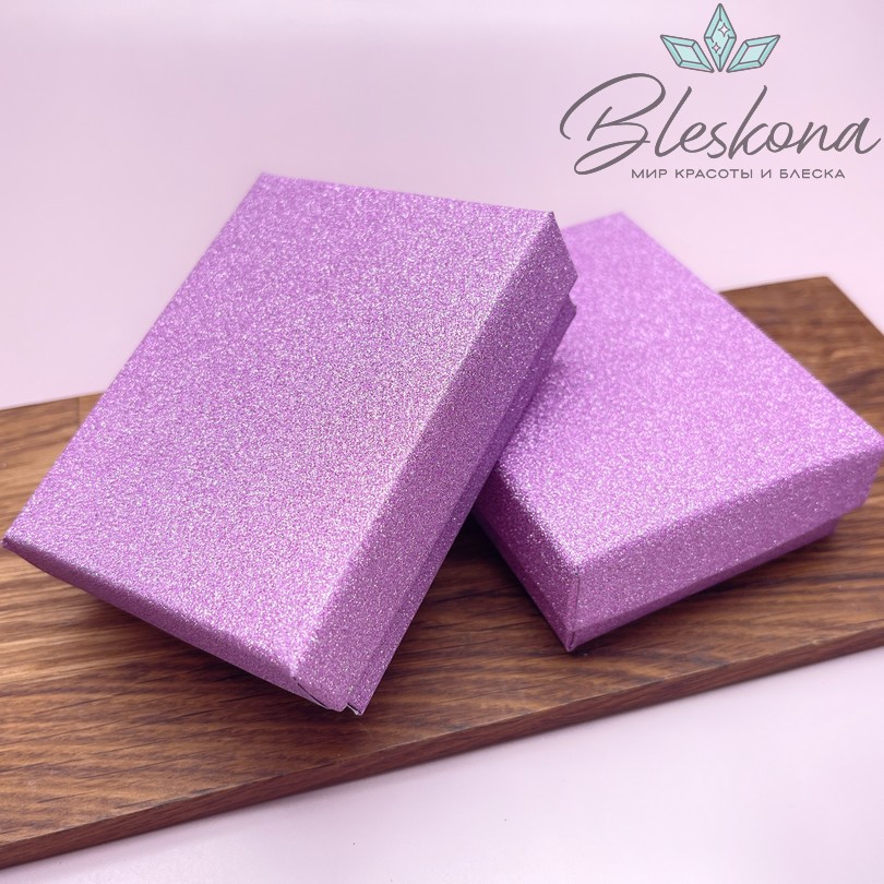 Коробка Фиолетовая блестки черная подложка 9*7*3 см