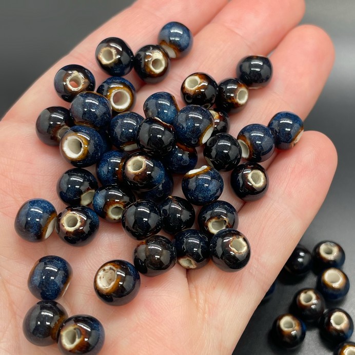 8,5 мм Бусина шар, керамика  цвет темно-коричневый