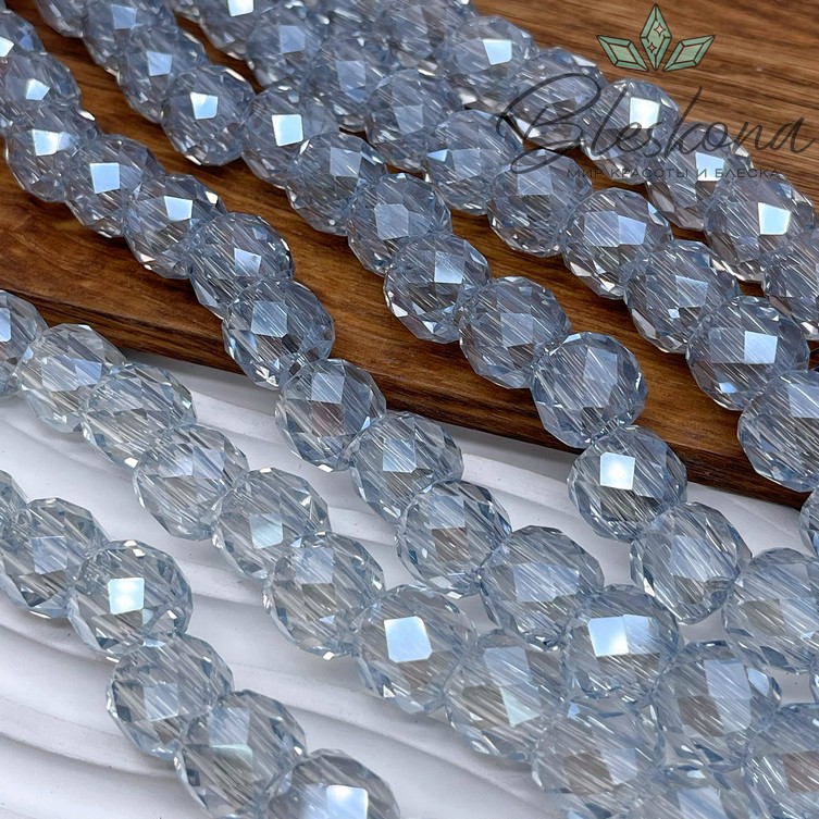 13*14 мм Бусины бочата огранка, цвет серо- глубой с переливом, стекло Люкс