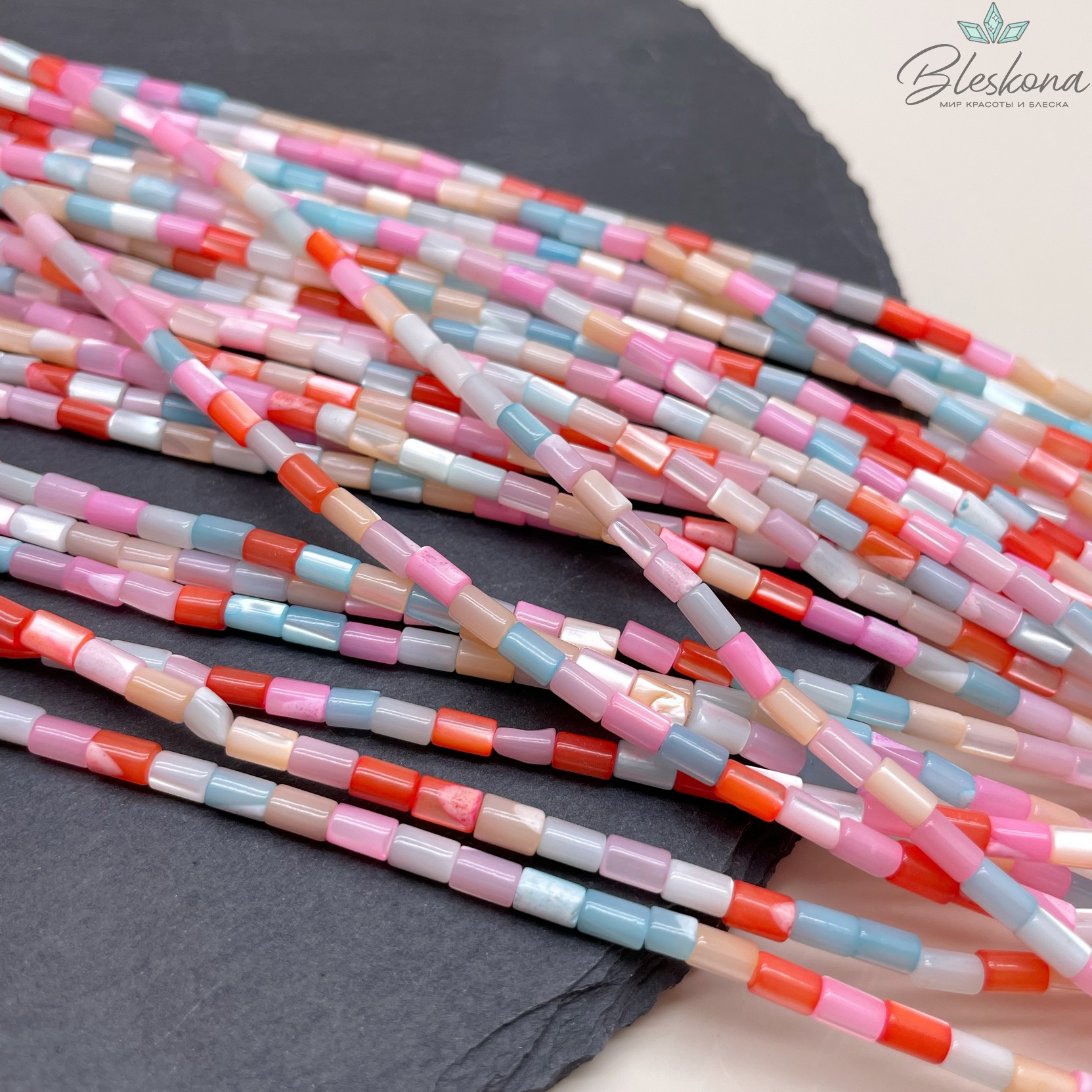 Перламутр микс трубочки 3*5 мм