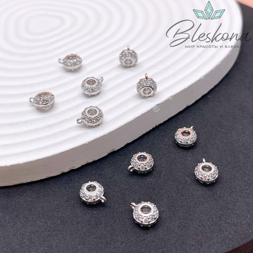 10*4,7 мм Цвет серебро, Бейл цирконы неразъемное кольцо 