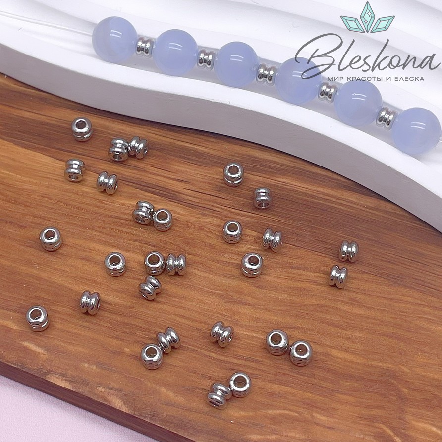 3,5*4 мм Цена серебро, Бусина-разделитель