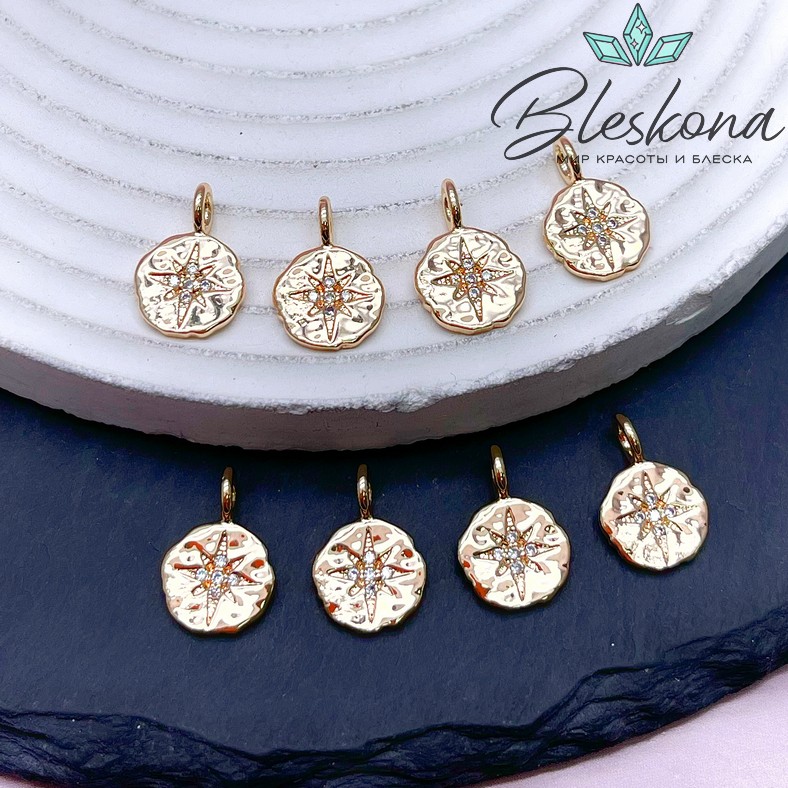 15,3*10,5 Цвет золото, Подвеска северная звезда с цирконами