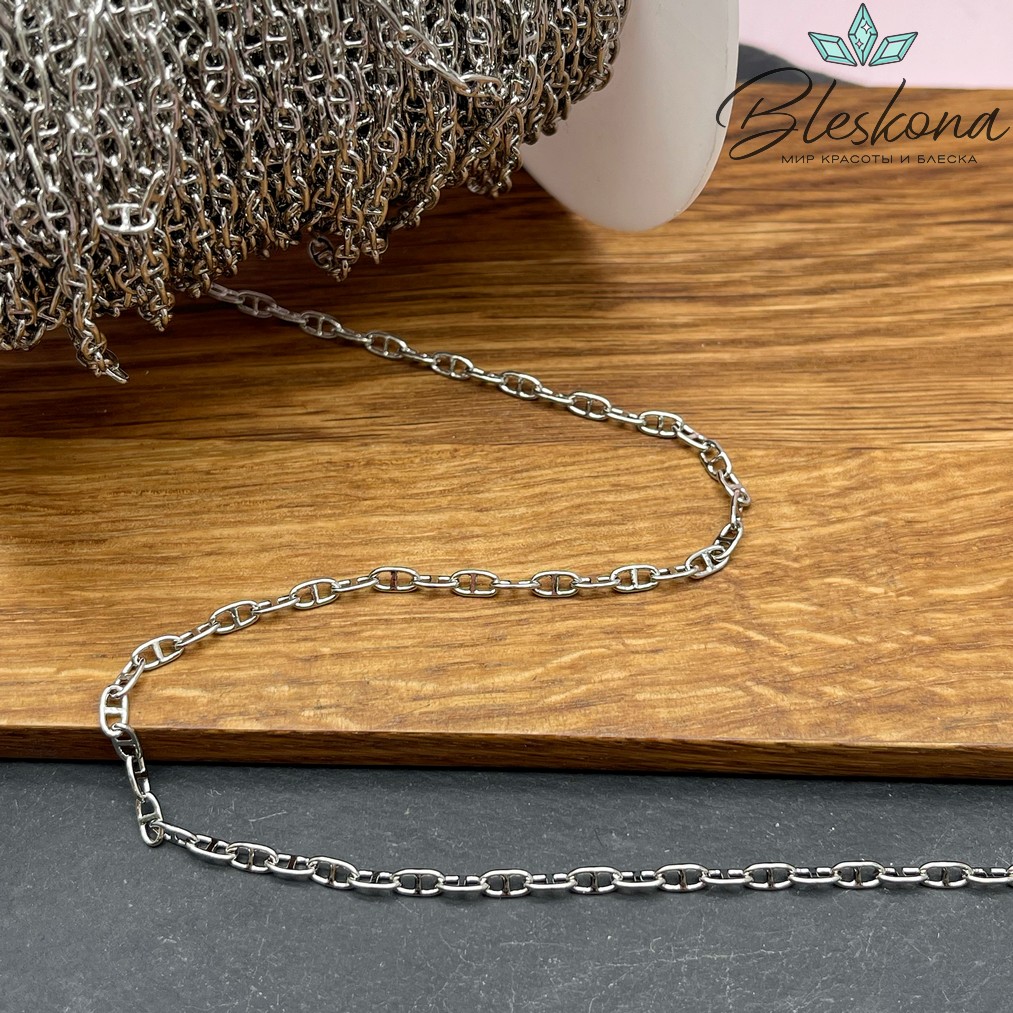 Цепь №73-3 цвет серебро 6*3 мм
