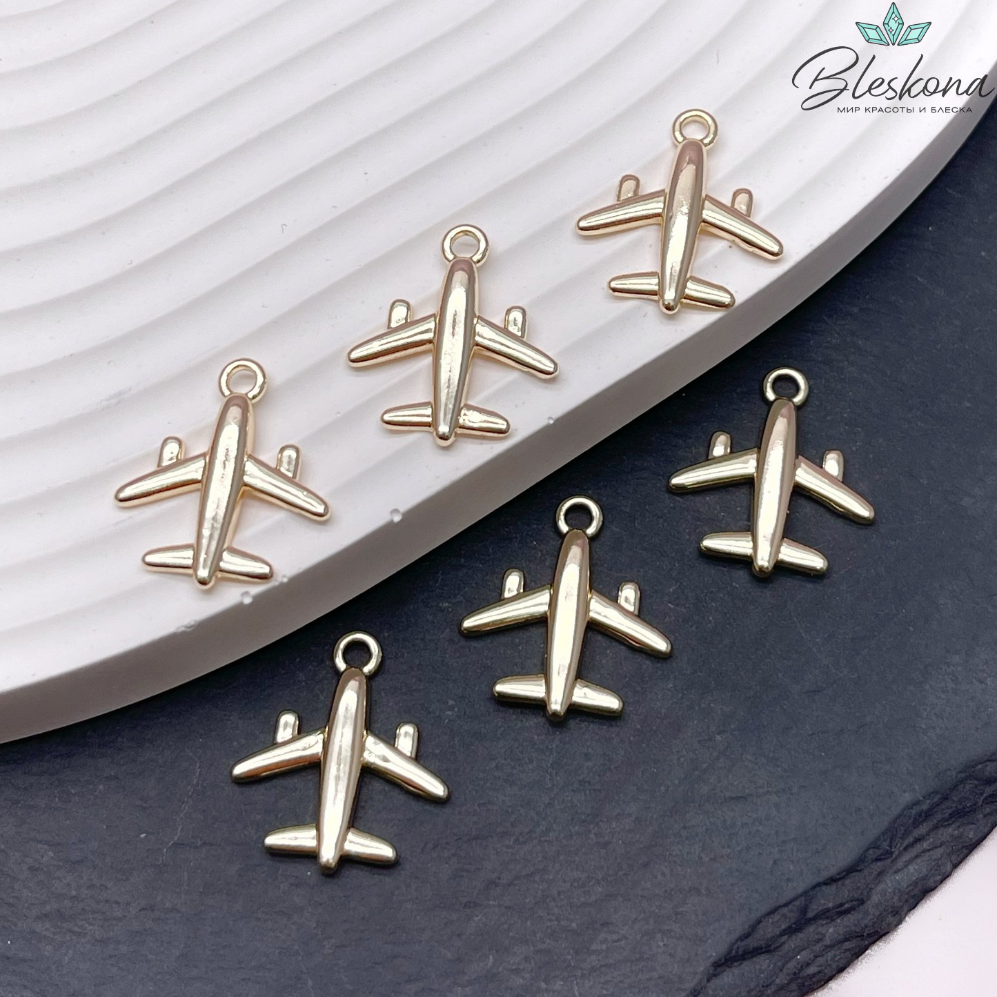18*16 мм Цвет золото, Подвеска Самолет гладкий