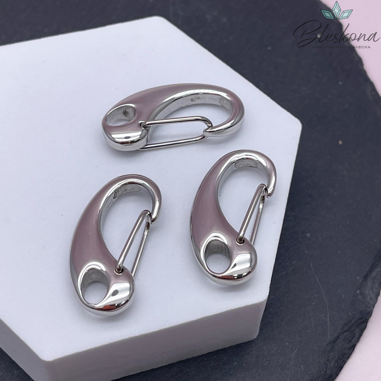 32*16 мм Цвет серебро, Замок карабин 