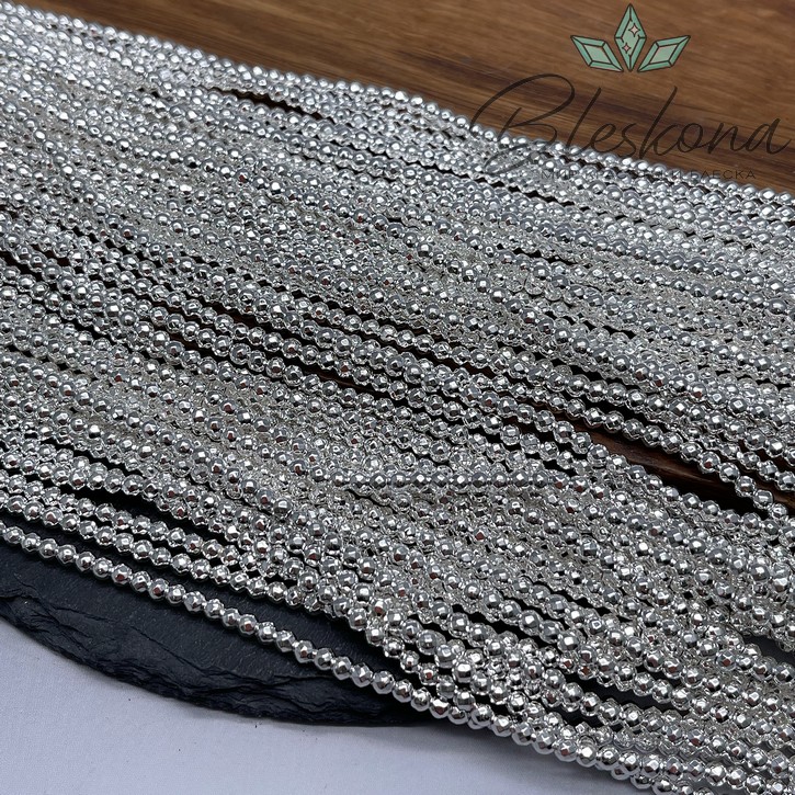 3 мм Гематин имитация огранка, цвет светлое серебро