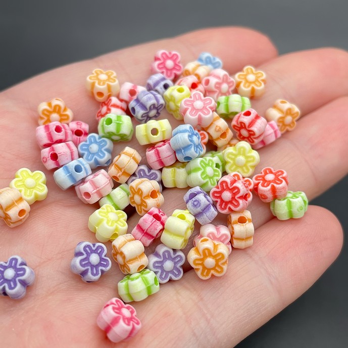 7 мм, Бусина цветок микс уп.10 гр