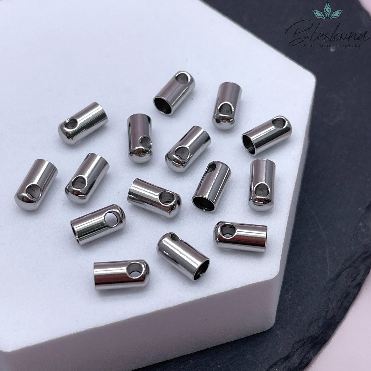 9*4,5 мм, Цвет серебро, Зажим-Концевик для шнура сет 2 шт  