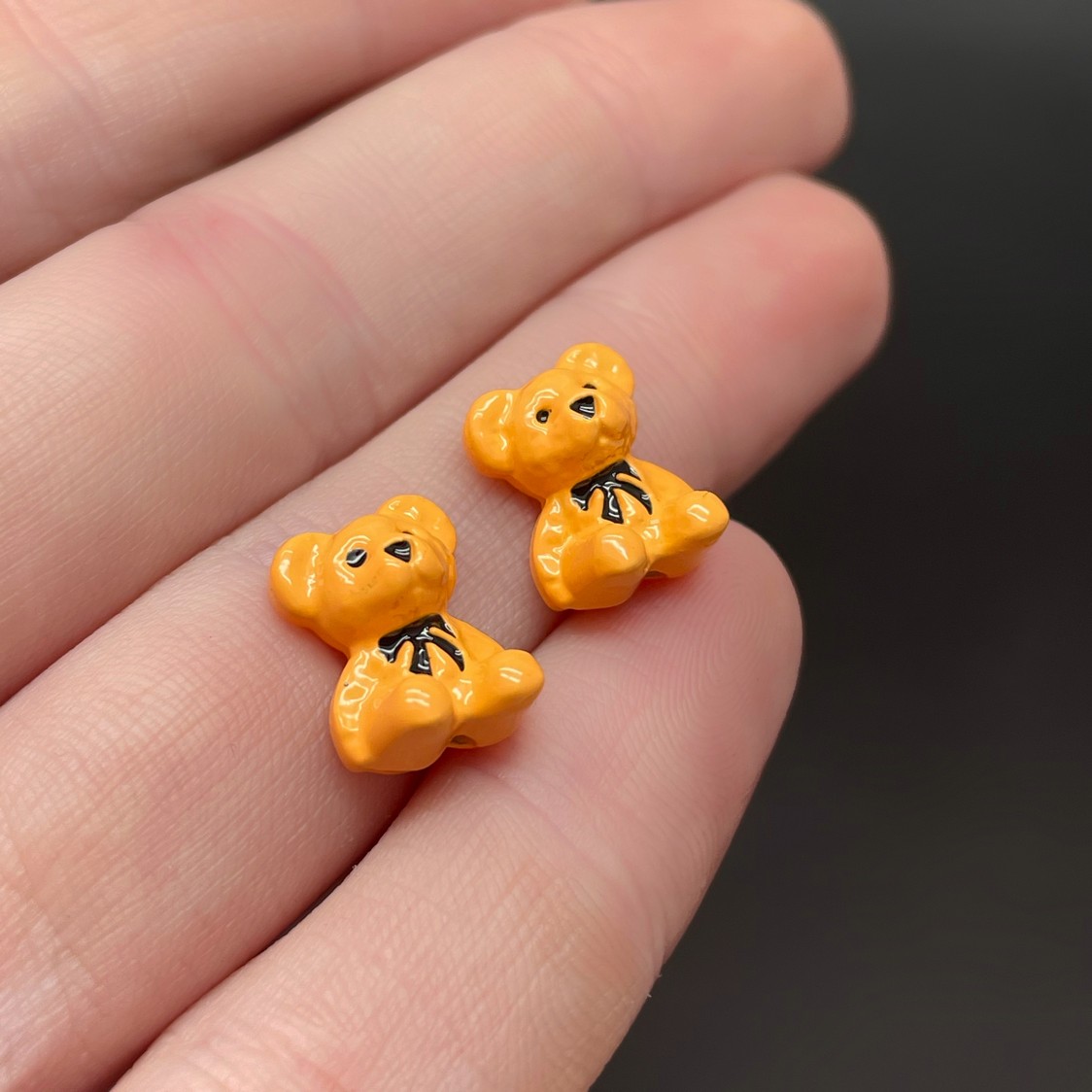 10*12,5 мм, Бусина Мишка оранжевая эмаль уп.5 шт