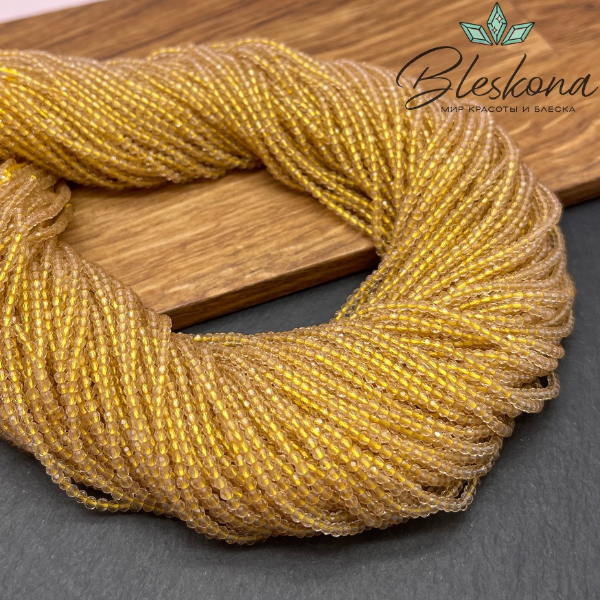 2 мм Бусины стекло бежевое алмазная огранка