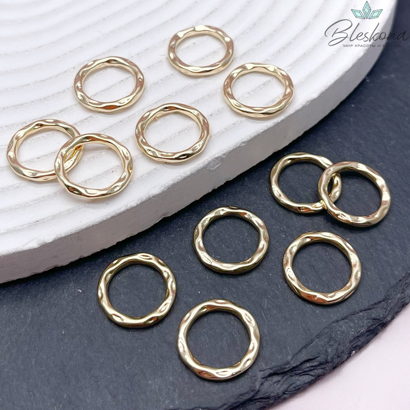 15 мм Цвет золото, Подвеска кольцо мятое
