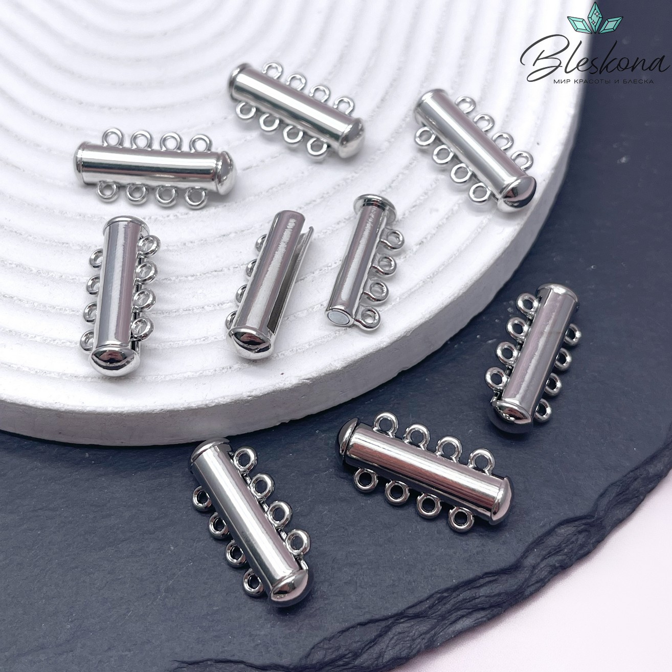 24,5*11 мм Замок Магнитный на 4 ряда ,цвет серебро 