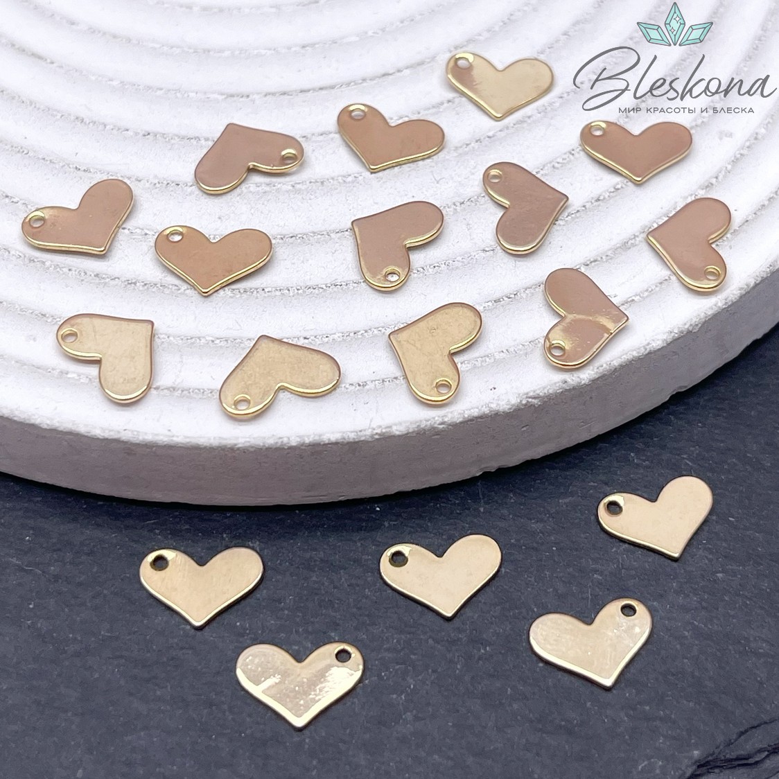 7*10мм, цвет золото, Подвеска сердце гладкое 
