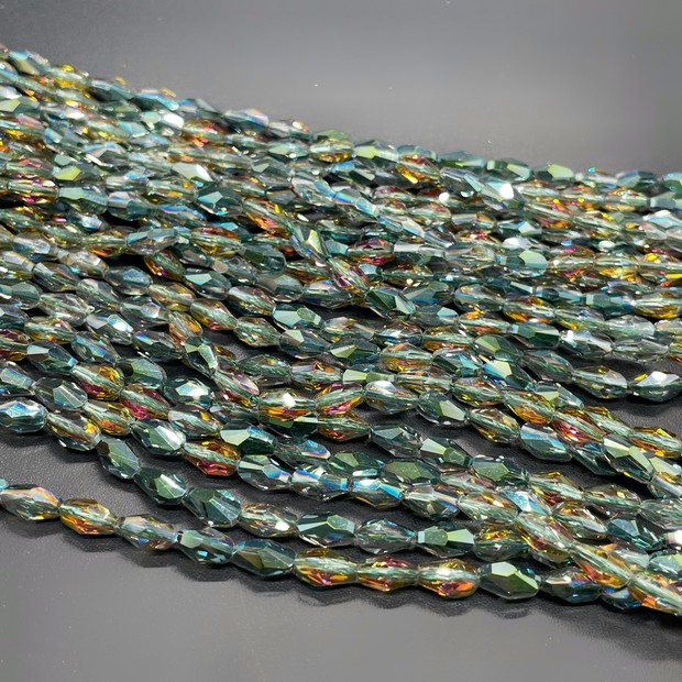 4*7,5 мм Стекло Lux, ракушка мини, цвет серо- зеленый хамелеон