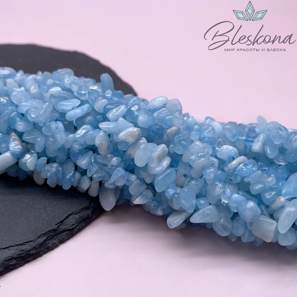 Крошка Аквамарин ширина бусин ~ 7-9 мм