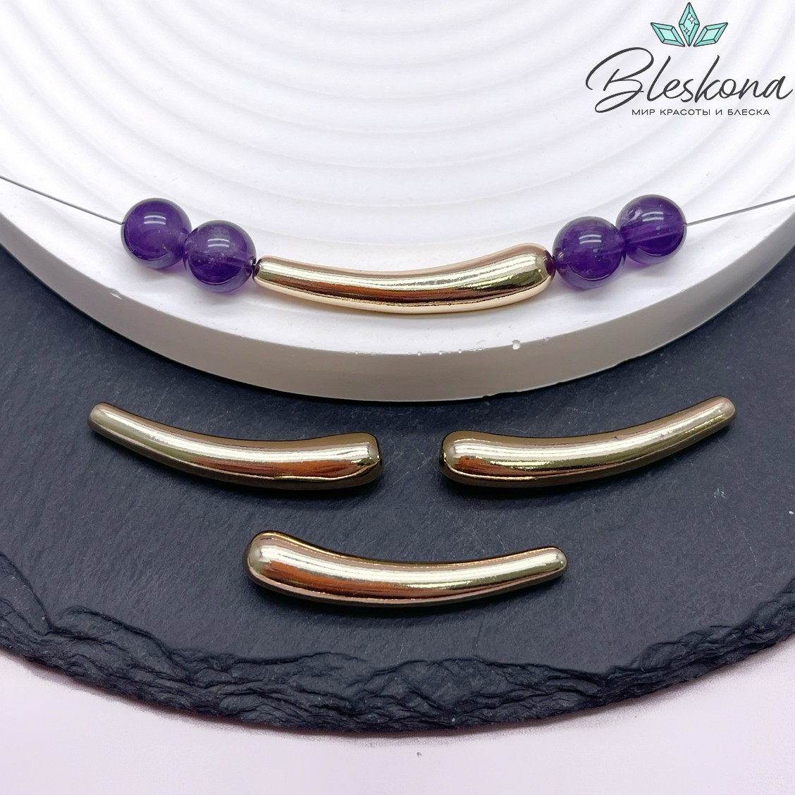 34*6 мм Бусина трубочка, Цвет золото 