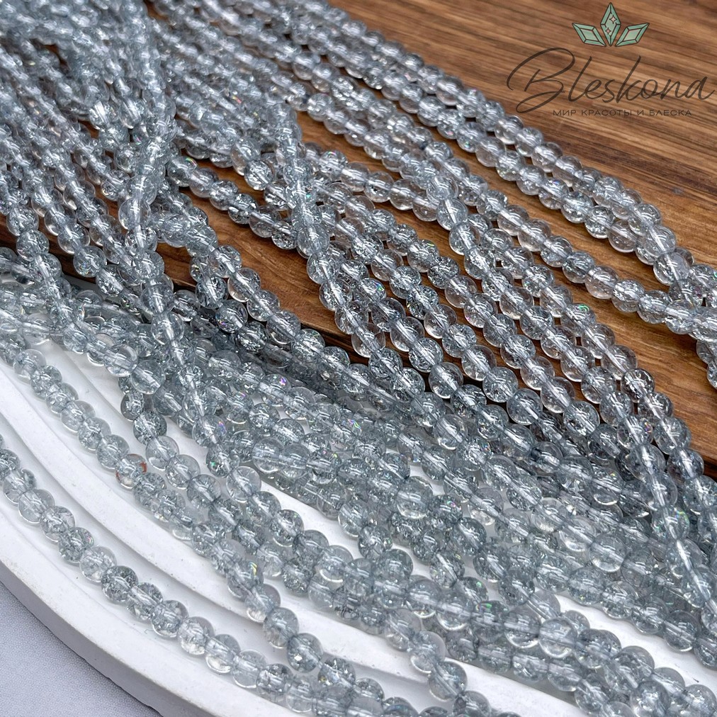 Кварц снежный светло- серый (имитация)  4 мм