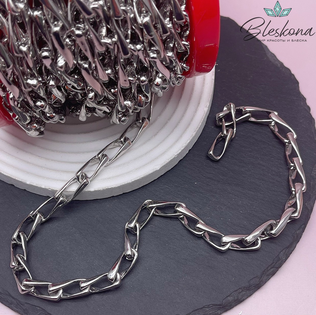 Цепь №105-6 цвет серебро 19*7,5 мм