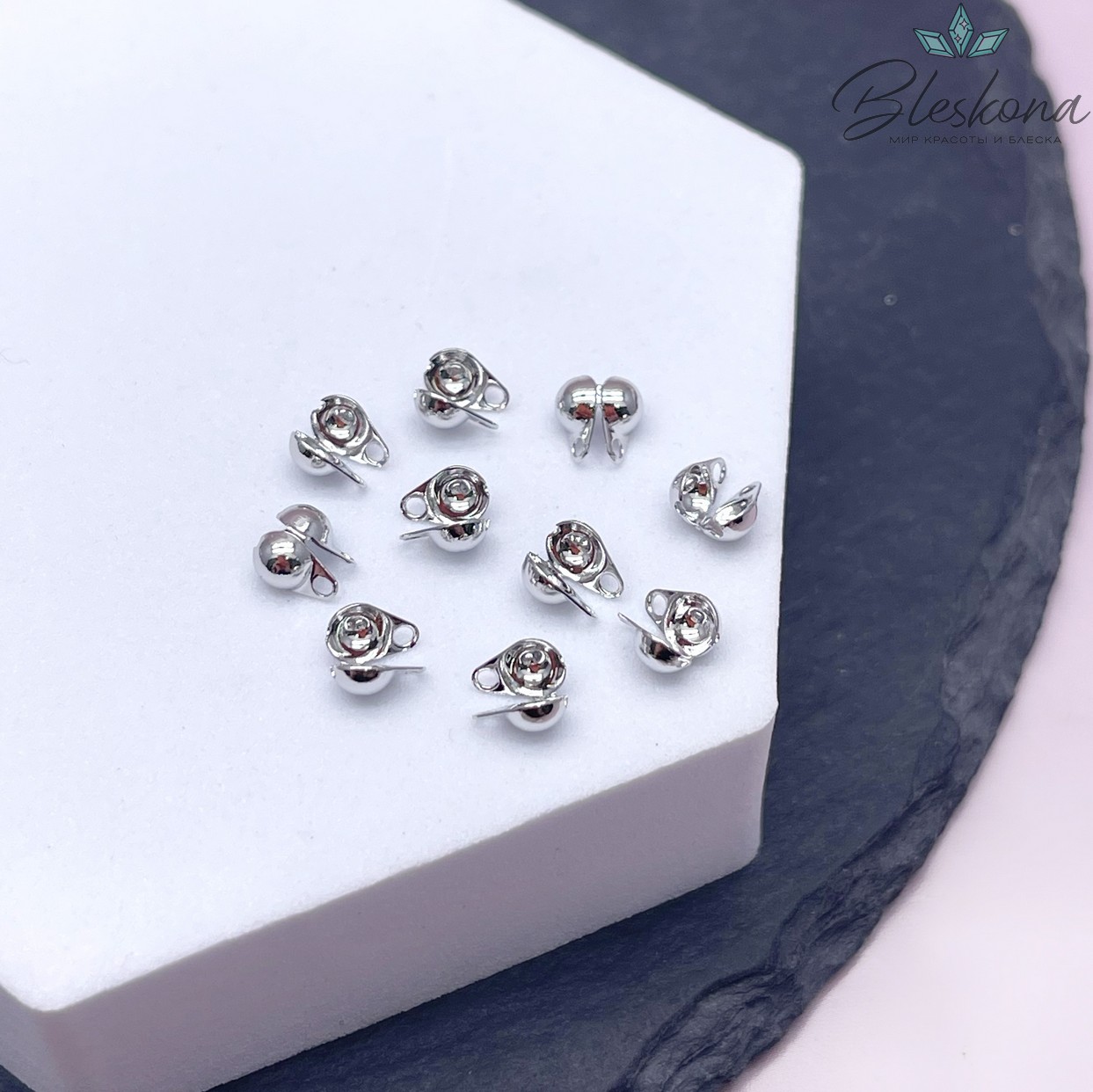 6*4 мм, Цвет серебро, Каллоты-книжка уп. 10 шт.