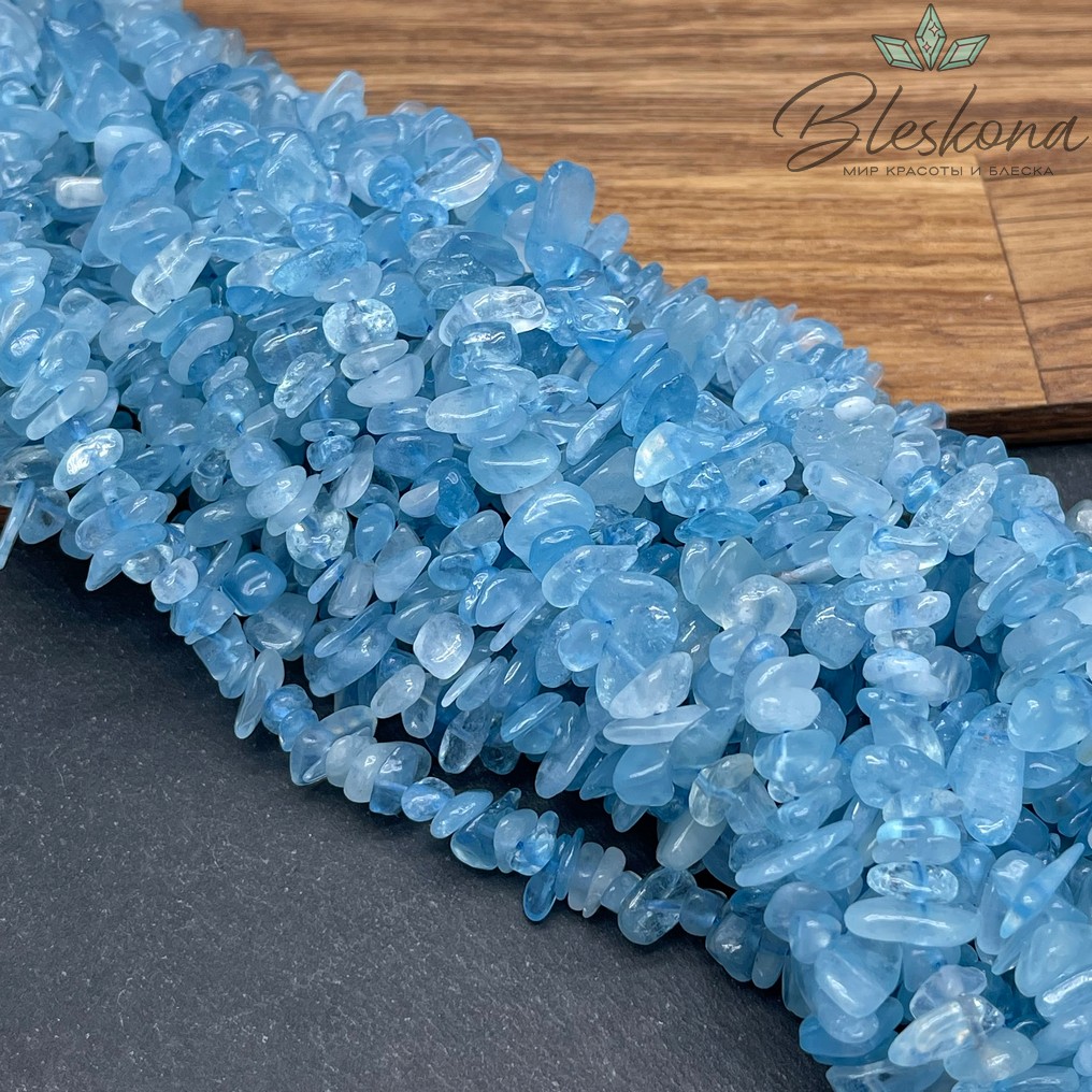 Крошка Аквамарин №1 ширина бусин ~ 7-11 мм