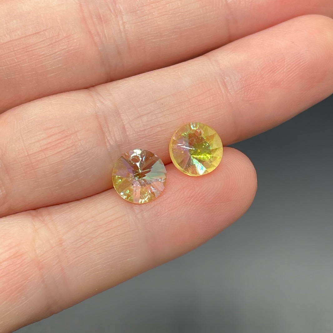 11 мм, Стекло Lux, Подвеска круг, цвет желтый