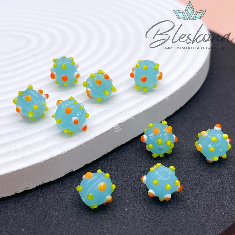 11 мм Бусина шар голубой пупырчатый