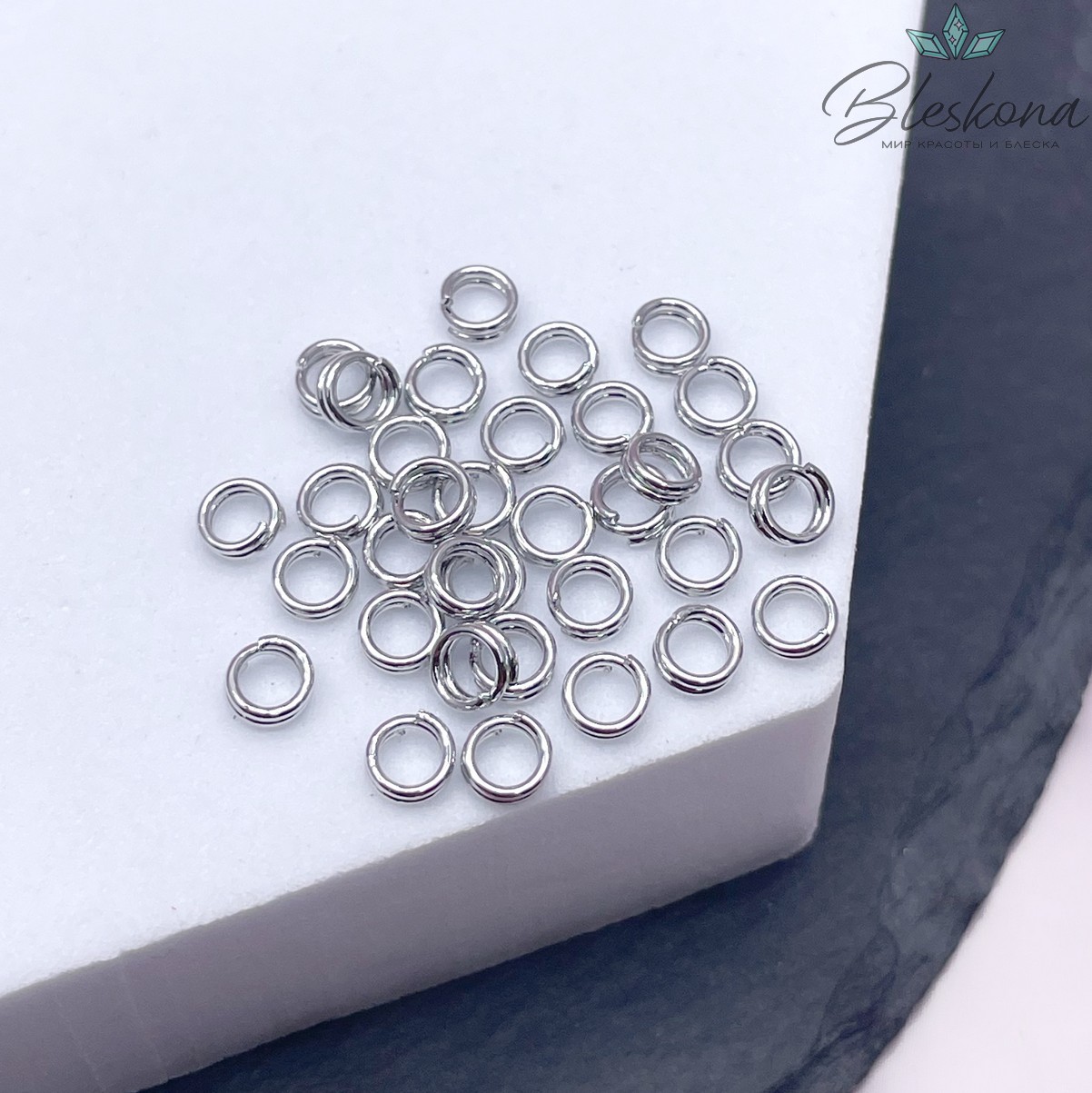 4*1,5 мм Цвет серебро, Колечки двойные уп. 1 гр. Люкс