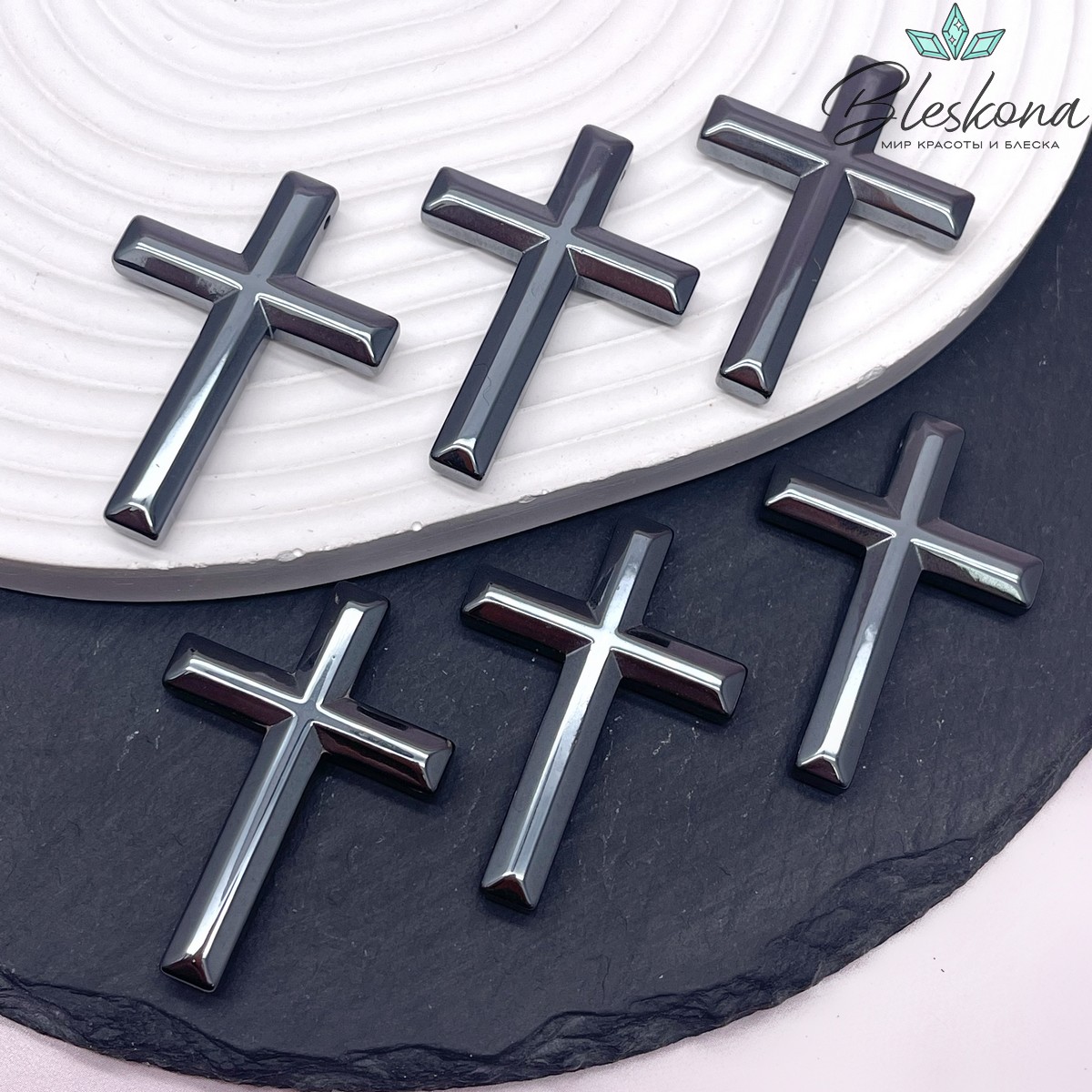 Подвеска крест Гематин 42*30 мм