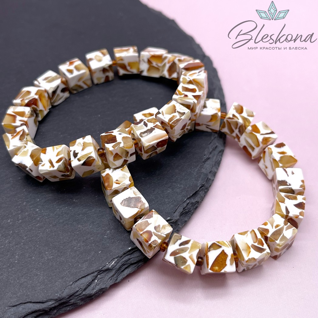 Янтарь мозаика куб фриформ 9 мм сет 19 см