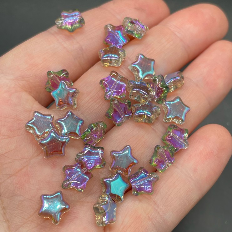 8,5 мм, Стекло Lux бусина звезда с фиолет.перелив. уп.10шт