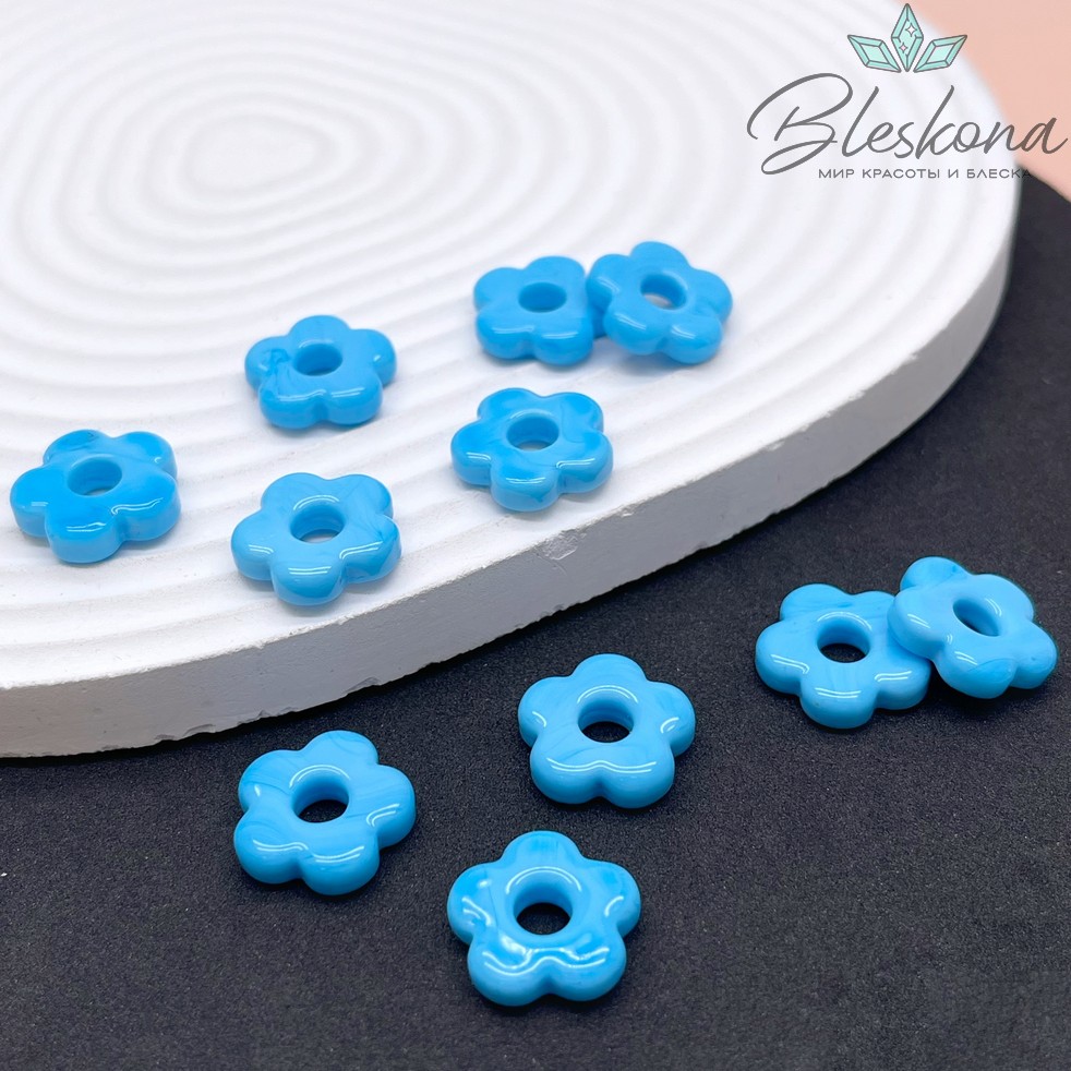 15 мм Подвеска цветок голубой