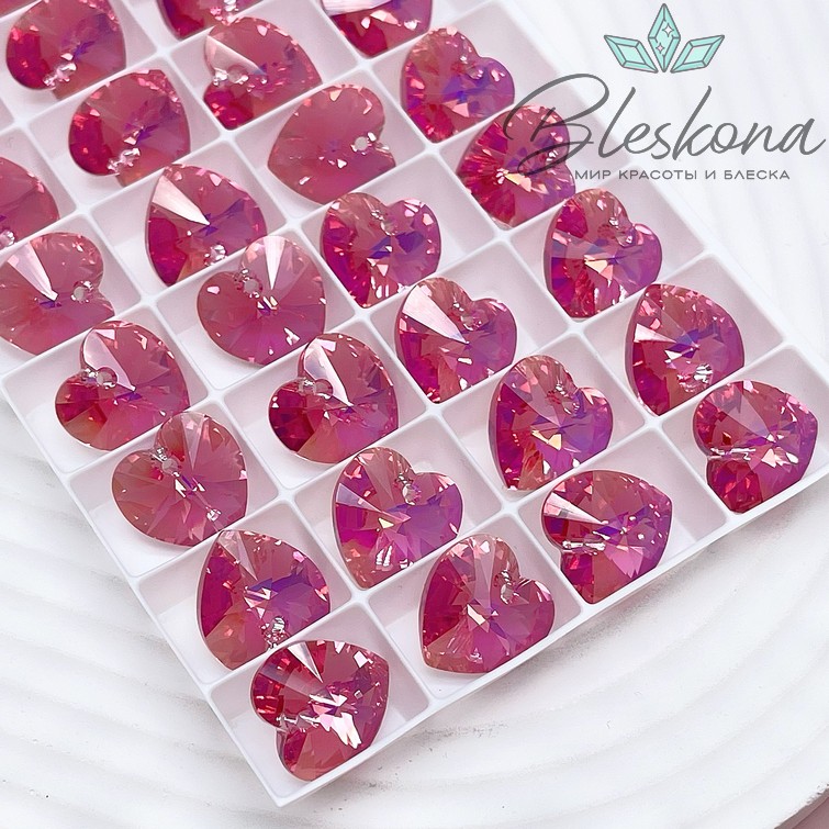 6228 Xilion Heart 14,4*14 мм Rose Aurore Boreale (AB)