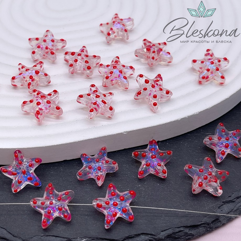 14*15 мм, Бусина Морская звезда прозрачная с переливом