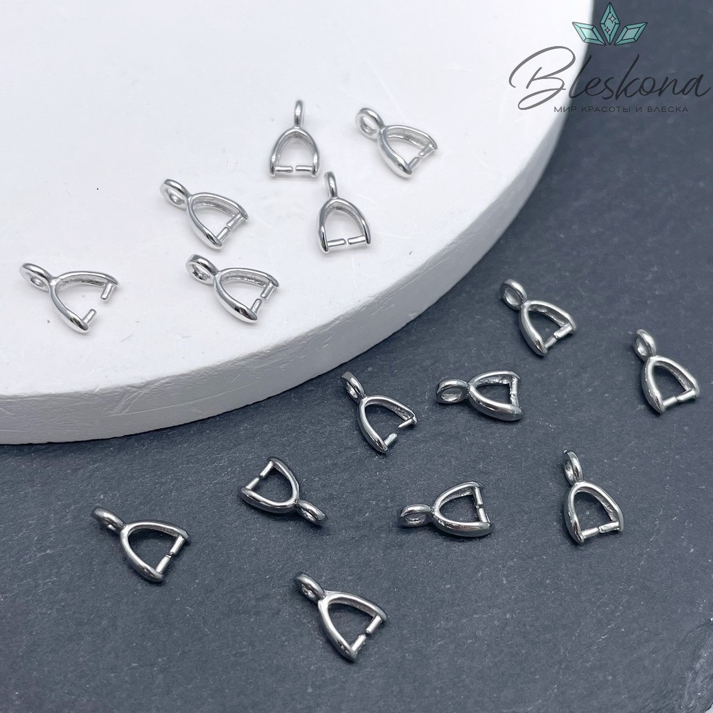 8*2 мм Цвет серебро, Бейл Зажимной гладкий мини Люкс
