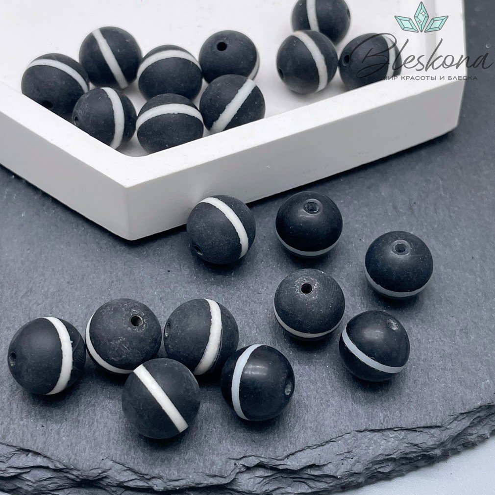 Бусина Дзи Медицина черный матовый шар 10 мм уп.10 шт.