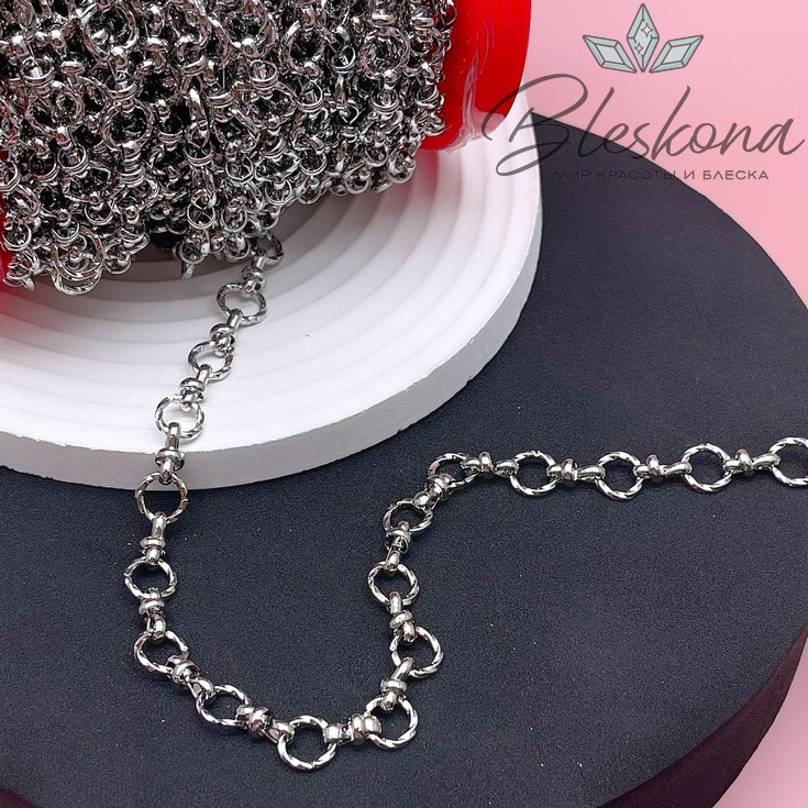 Цепь №41 цвет серебро 9 мм/11,5*5 мм